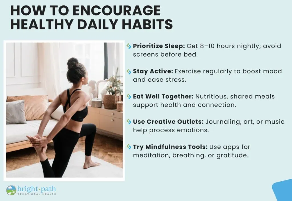 Family demonstrating healthy daily habits and wellness routines together